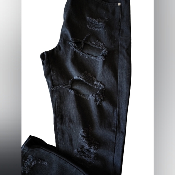 Riot high rise mom jeans Distressed denim ripped size 6 color black - Picture 4 of 6
